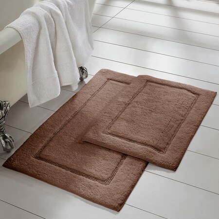 Modern Threads 2-Pack Solid Loop with non-slip backing Bath Mat Set Mocha 5CN2KBTE-MOC-ST
